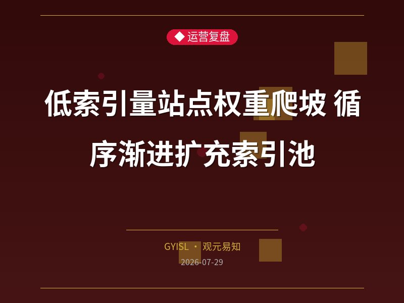 低索引量站点权重爬坡 循序渐进扩充索引池