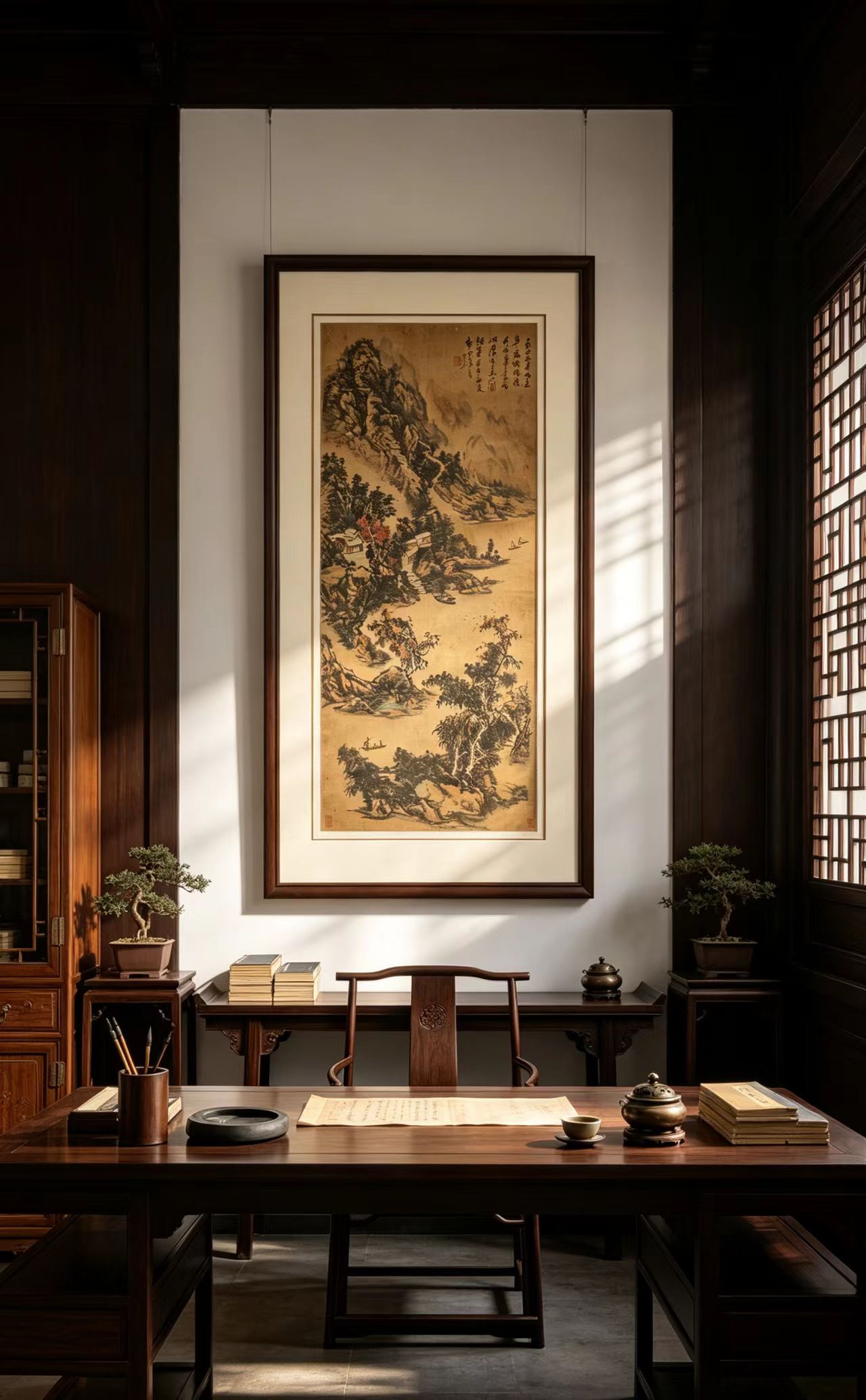 《秋江帆影》国画写意：于沉厚笔墨中见旷达之境