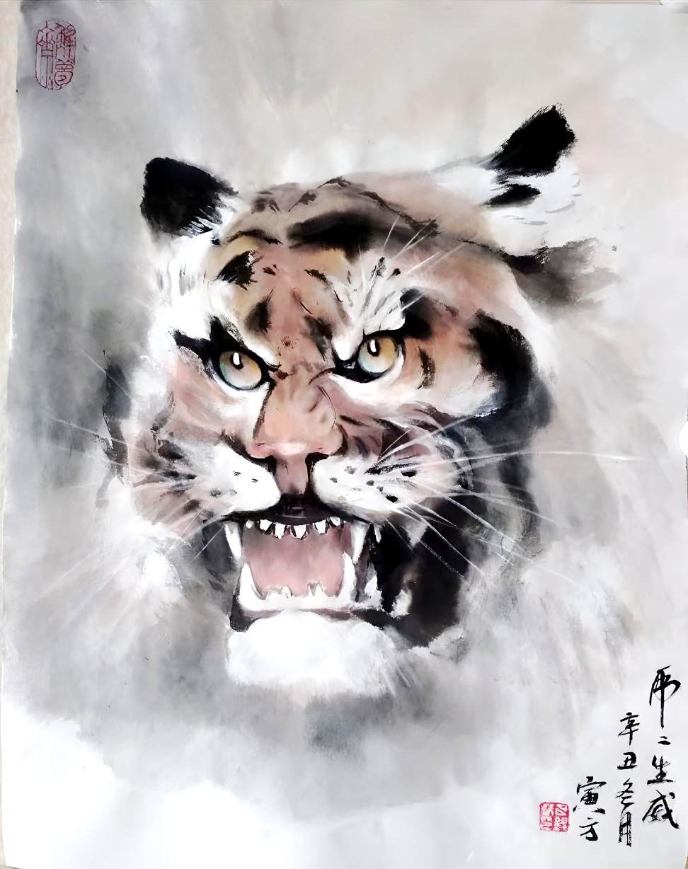 吕寅方的国画写意：方寸间虎威显灵韵